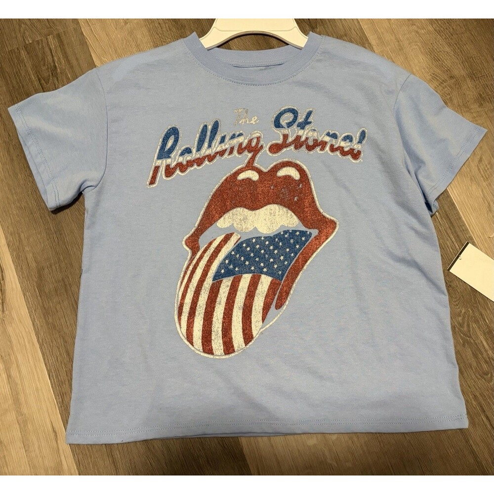 Girls Rolling Stones Lt. Blue T-Shirt Size Large NWT